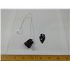 Image 1 : OBSIDIAN NECKLACE - 925 SILVER CHAIN AND SHARPENED STONE