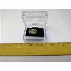 PERIDOT RING - SIZE 7 925 SILVER 3X1 CARAT PERIDOTS