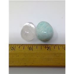 AMAZONITE AND QUARTZ CRYSTAL EGGS