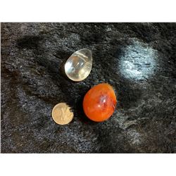 CARNELIAN AND QUARTZ CRYSTAL EGGS
