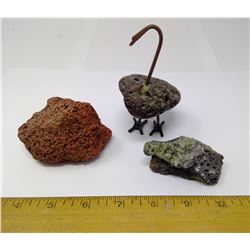 RED LAVA, LAVA BIRD, LAVA WITH PERIDOT CRYSTAL