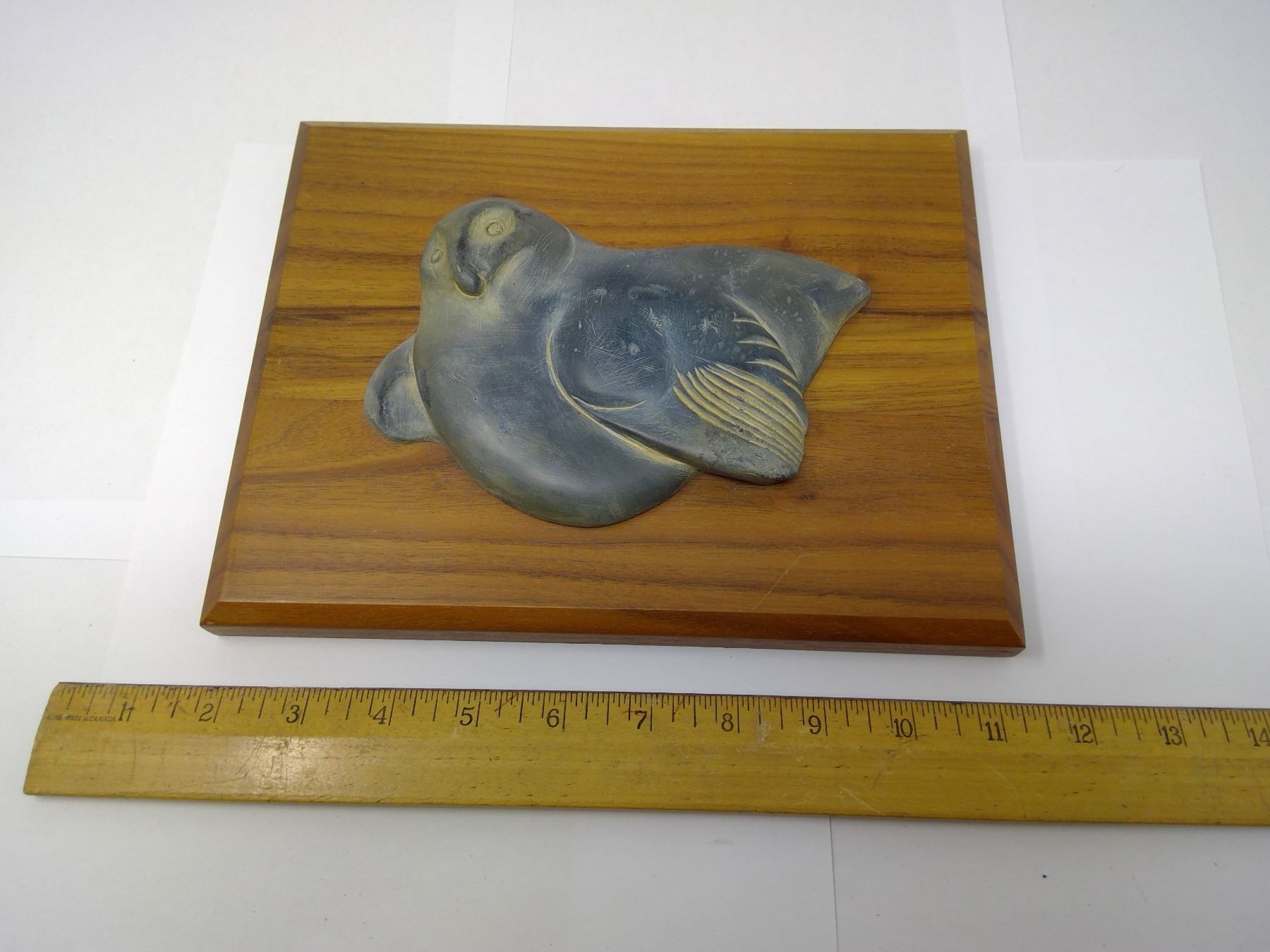 SEAL SOAPSTONE CARVING ON PLAQUE