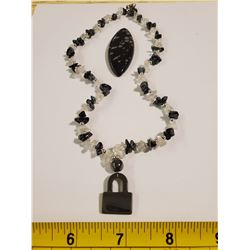 SNOWFLAKE OBSIDIAN NECKLACE AND SPECIMAN