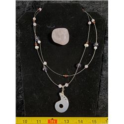 MOONSTONE AND ROSE QUARTTZ NECKLACE