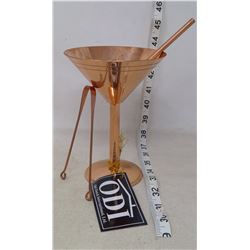Copper Martini Glass, Straw, and Tongue Cleaner