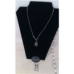 Hematite Owl Necklace, Earrings, and Clarity Stone