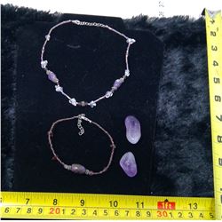 Amethyst Necklace, Bracelet, and 2 Stones