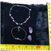 Image 1 : Amethyst Necklace, Bracelet, and 2 Stones