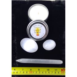 3 Piece and Selenite Massage Stone, Massage Oil Candle