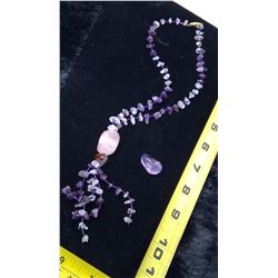 Amethyst Crystal, and Rose Quartz Necklace and Stone