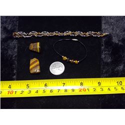 2 Tiger Eye Bracelets and 2 Stones