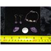 Image 1 : Amethyst Bracelet, earrings, and 2 Rocks