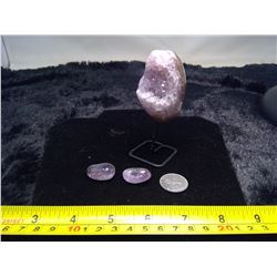 Amethyst On Stand and 2 Pocket Stones
