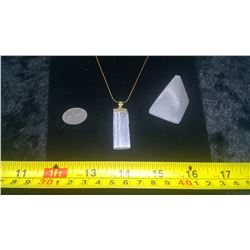 Selenite Gold Necklace and Pyramid