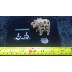 Soapstone Elephant and Earrings