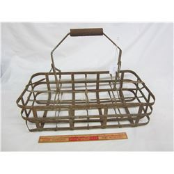 Antique metal milk bottle carrier