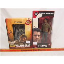 2 Walking Dead figures Travis and Tyreese with boxes