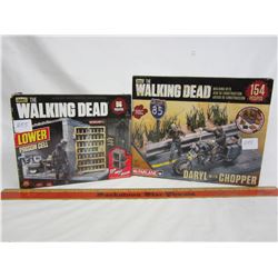 2 Walking Dead play sets Prison Cell and Daryl with Chopper with boxes