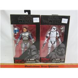 2 Star Wars figures Storm Trooper and Jango Fett with boxes