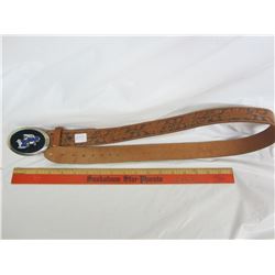 Vintage leather belt w/ original Claas combine buckle