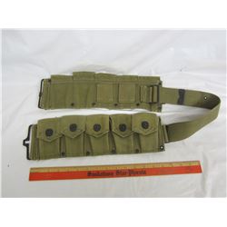 Green canvas military belt ammo pouches