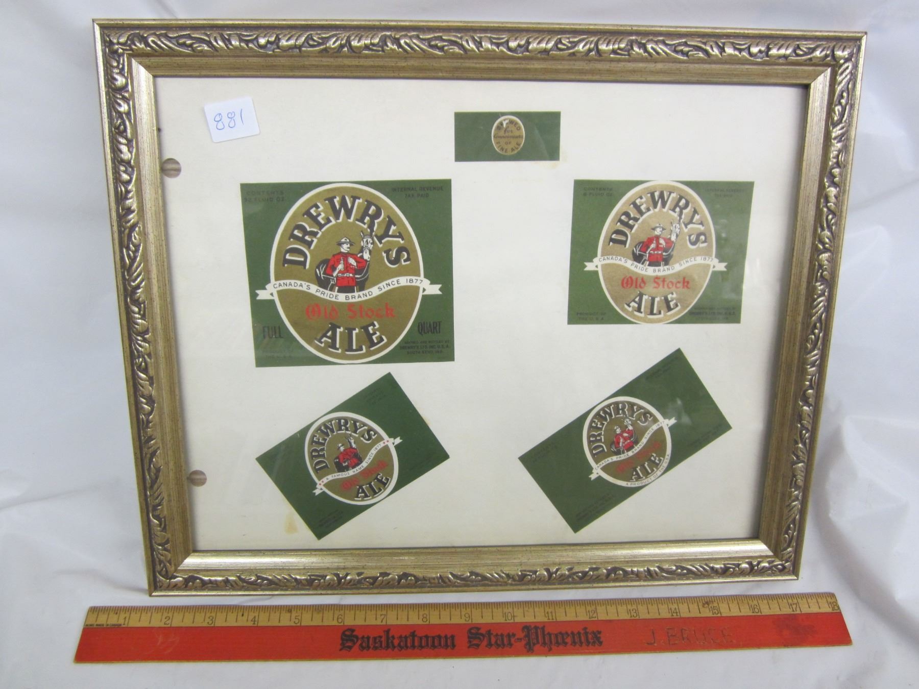 framed vintage beer bottle labels