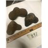 Image 1 : THREE PRIMITIVE FIELD STONE TOOLS