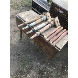 DROP LEAF PINE TABLE AND ASSORTED TABLE LEGS