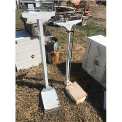 TWO VINTAGE STAND UP SCALES - GURNEY AND DETECTOR