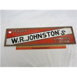 W.R. JOHNSTON'S CLOTHING SIGN (GLASS) 24 X 7"