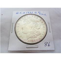 1921 D MORGAN SILVER DOLLAR