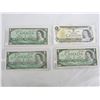 Image 1 : FOUR ONE DOLLAR BILLS (1) 1954, (2) 1967, (1) 1973