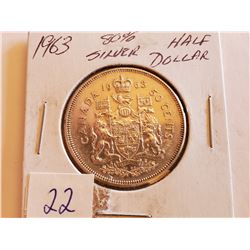 1963 80% Silver Half Dollar - Cdn