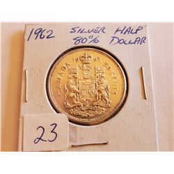1962 80% Silver Half Dollar - Cdn