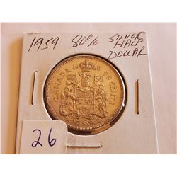 1959 80% Silver Half Dollar - Cdn