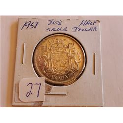 1958 80% Silver Half Dollar - Cdn