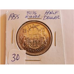 1955 80% Silver Half Dollar - Cdn