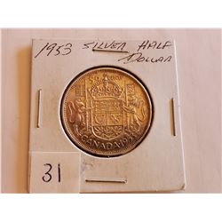 1953 80% Silver Half Dollar -Cdn