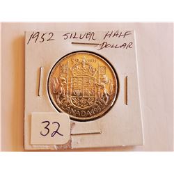 1952 King George Silver Half Dollar - 80%
