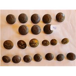 21 Asst. Cdn Military + R.C.A.E. Uniform Button (WW2)