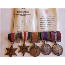 WW2 5 Medal Bar - Includes Infor. On Medals - 3 are 80% Silver