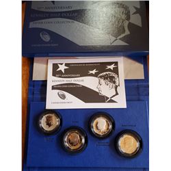 50th ANNIVERSARY SILVER KENNEDY HALF DOLLAR SET 90% - 4 PIECES