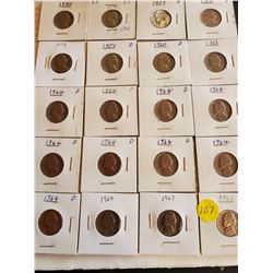 Sheet of 20 U.S. Jefferson Nickels - 1940 to 1968