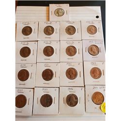 Sheet of 17 U.S. Quarters 1972-86 and 2001 - 8 Drummers, 8 Eagles, 1 Vermont