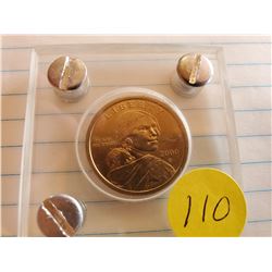 Scarce 2000P Golden Coloured Sacagawea Dollar Coin