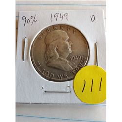 U.S. 1949D Franklin Half Dollar - 90% Silver