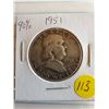 Image 1 : U.S. 1951 Franklin Half Dollar - 90% Silver