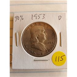 U.S. 1953D Franklin Half Dollar - 90% Silver