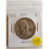 Image 1 : U.S. 1958 D Franklin Half Dollar 90% Silver