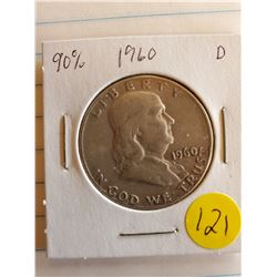 U.S. 1960D Franklin Half Dollar - 90% Silver
